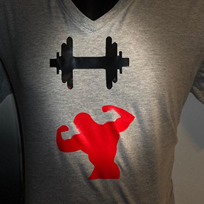 Bodybuilder Black & Red Design - Grey T Shirt