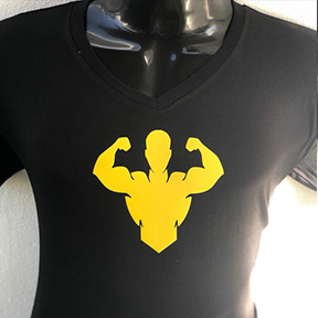 Bodybuilder Yellow Design - Black T Shirt