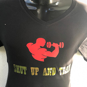 Shut Up And Train Gold Foil - Black T Shirt